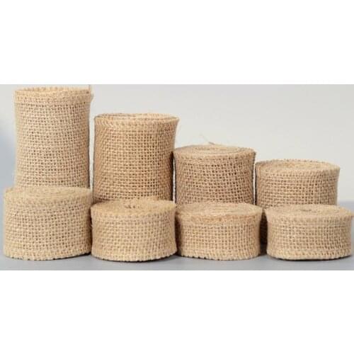 2Yard/Roll Natural Jute Burlap RIbbon Hessian Crafts DIY Hemp Ribbon Rustic Wedding Christmas Home Table Decor Gift Wrapping