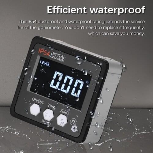 4*90° IP54 Waterproof Dustproof Level Angle Digital Protractor Inclinometer Level Box LCD with Magnetics Base Woodworking Tool