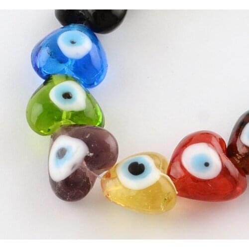 5 Strand Mix Color Lampwork Heart With Eye Beads Strands for jewelry making DIYBracelet Necklace Accessories,about 24pcs/strand