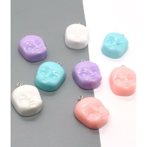 5pcs New Gothic Baby Face Resin Earring Charms Mixed Color 3D Pendants For Necklace Keychain DIY Accessory For Jewelry Make