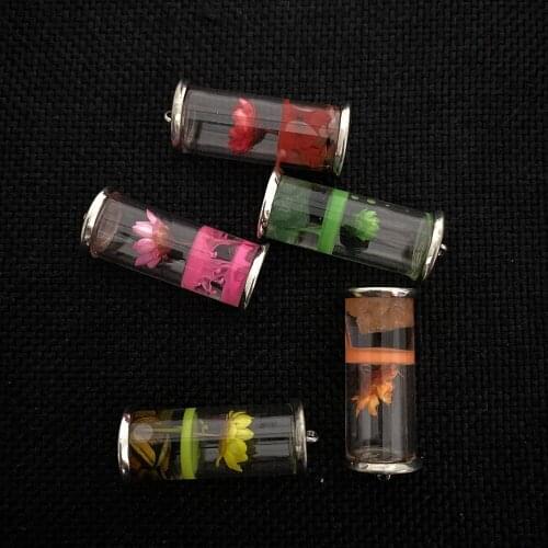 5pieces/pack of Charm Transparent and Exquisite Glass Cover Lotus Glass Bottle Pendant, DIY Jewelry Making Necklace and Earrings