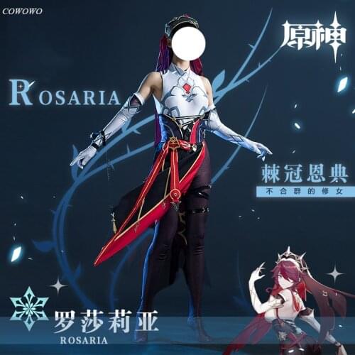Anime! Genshin Impact Rosaria Nun Elegant Mysterious Jumpsuits Uniform Cosplay Costume Halloween Party Suit For Women 2021 NEW