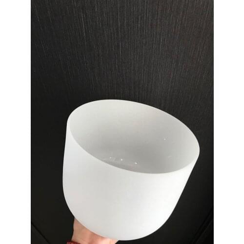 White 8" Note F Heart Chakra Crystal Singing Bowl For Healing With One Free Mallet