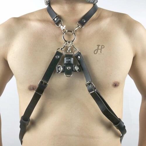 Gothic Harness Clothes The Cross Leather Body Bondage Gay Fetish Exotic Tank BDSM Sex Belt Adjustable Rings Straps Sissy Costume