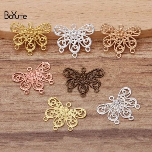 BoYuTe (100 Pieces/Lot) 18*22MM Metal Brass Flower Filigree Connector Charms for Jewelry Making Diy Hand Made Materials