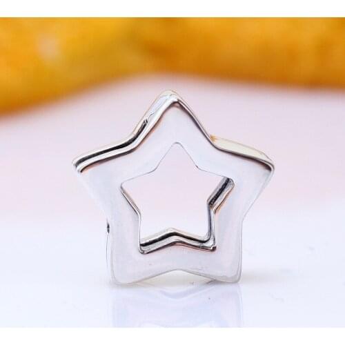 Valentines Day S925 Sterling Silver Reflexions Series Shining Five-pointed Star Fixing Clip Fit Original Bracelets Women Gift
