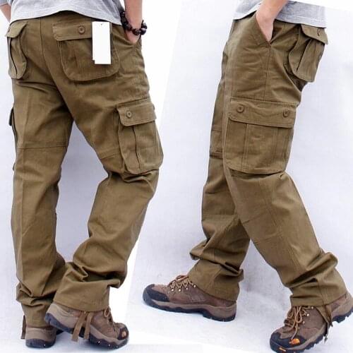 Mens Casual Pants Overalls Cargo Pants Jogging Pants Men Military Tactical Work Streetwear Multi Pockets Army Straight Trousers
