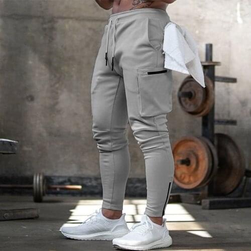 QNPQYX Stitching Men Pants Fitness Casual Elastic Pants men Bodybuilding Clothing Casual Navy Military Sweatpants Joggers Pants