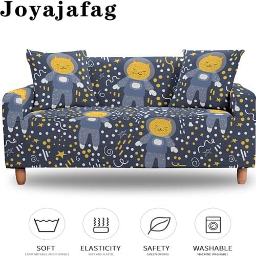 Sofa Cover Elastic Cartoon Cat Animal Printed For Living Room Corner L-shaped Couch Covers 1/2/3/4 Seater Dust Proof Slipcover