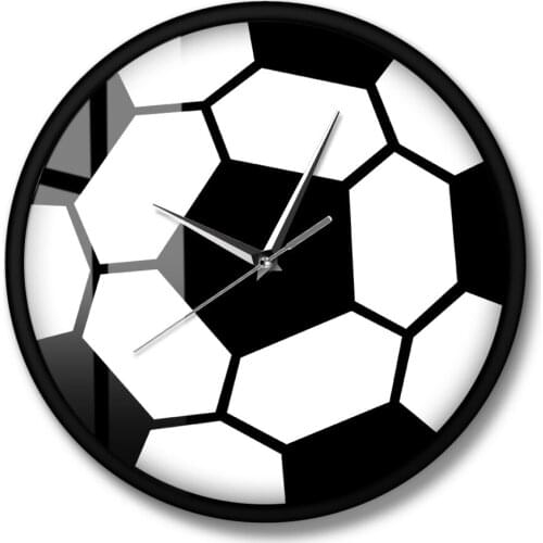 Football Black And White Simple Modern Wall Clock Soccer Time Wall Clock Sports Room Soccer Ball Wall Decor Football Fans Gift