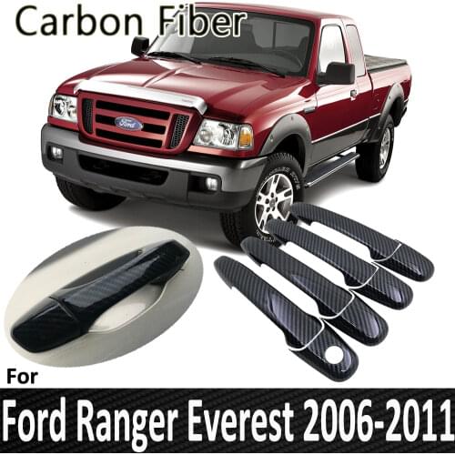 Black Carbon Fiber Patterns for Ford Ranger Everest 2006 2007 2008 2009 2010 2011 Auto Door Handle Cover Sticker Car Accessories