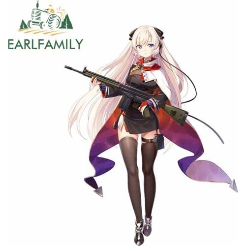 EARLFAMILY 13cm x 10.3cm For Anime Girls with Gun Laptop Car Stickers Waterproof Decal Funny Occlusion Scratch Decoration