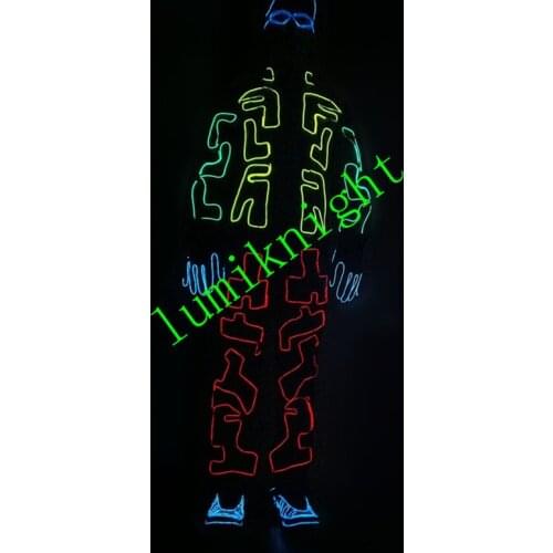 EL luminous DJ sets performance/carnival/stage performance/Acoustic control EL light up costumes