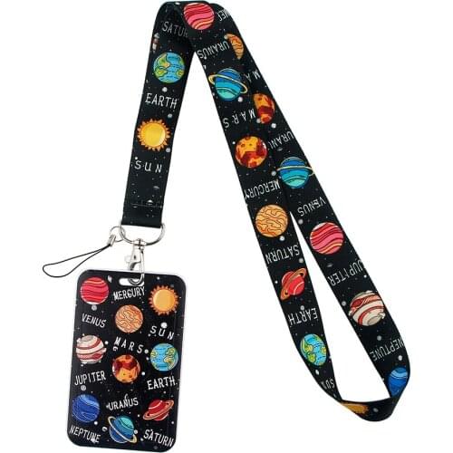 ER569 Planets Sun Creative Lanyard Card Holder Student Hanging Neck Mobile Phone Lanyard Badge Subway Access Card Holder