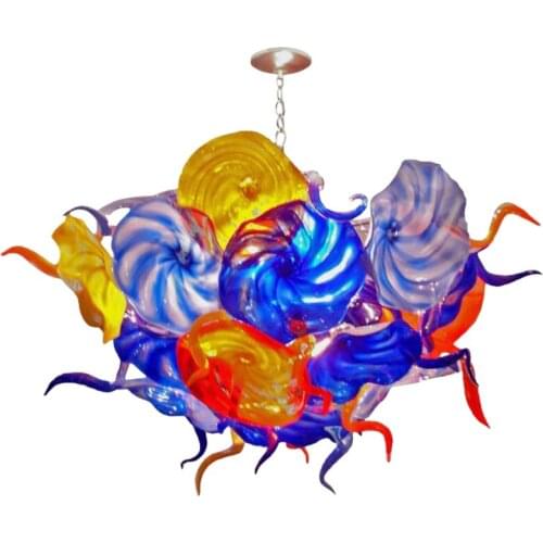 GIRBAN Modern Round Flower Colored Hanging Light LED Murano Glass Chandeliers Living Room Decoration Light Fixtures for Celling