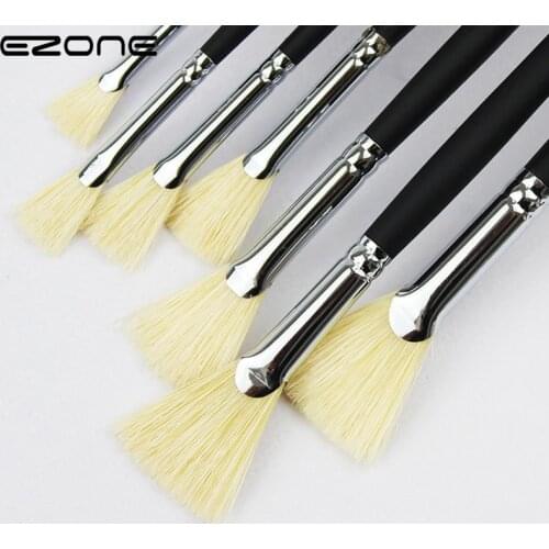 EZONE Paint Brush For Oil Watercolor Painting Fishtail Fan Shape Bristle Hair Brush For Gouache Acrylic Drawing School Art Tools