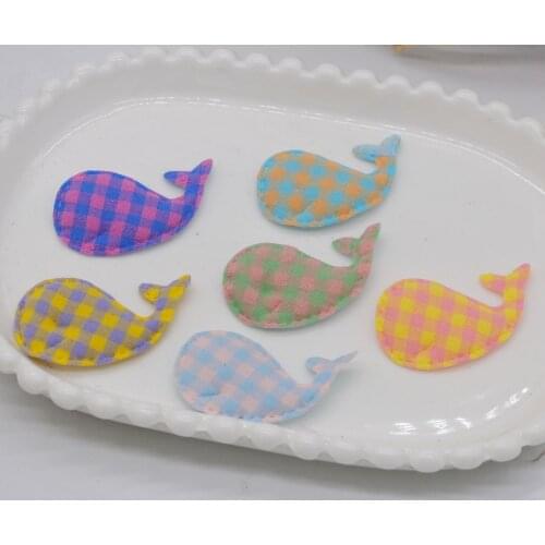 30PCS Classic Plaid Fish Applique Cloth Padded Patches For Craft/Clothes/Hat/Hairpin/Wedding DIY Decoration Accessories Fashion