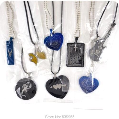 5x mix random Stainless Steel Pendant Necklace Fashion jewelry leftover stock Wholesale