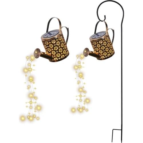 Solar Ground Plug Lamp Creative Hollow Wrought Iron Kettle Shower Light Outdoor Waterproof Garden Courtyard Landscape Decoration