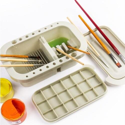 3-piece set of multi-function pen washing bucket, palette, paint box, art shabu pen, drying pen, art painting supplies
