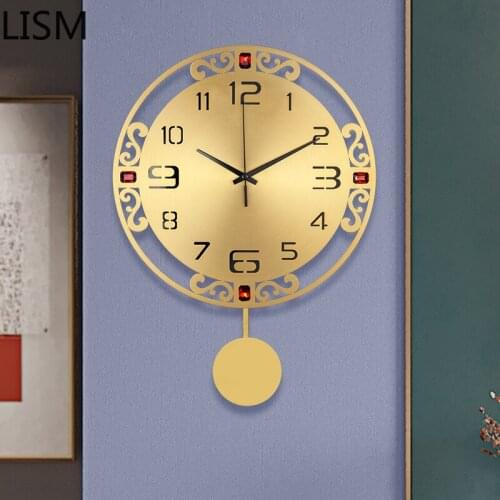 Nordic Pendulum Clock Wall Clock Mechanism Living Room Light Luxury Wall Decoration Family Crystal Creative Wall Clock