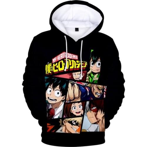 New Black 3D My Hero Academia Hoodies Men Women Sweatshirts Fashion Autumn Comic Hip Hop Hoodie Boys Girls Cartoon Tracksuits