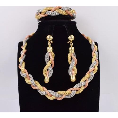 NEW High Quality Ltaly 750 Gold 3color Jewelry Set For Women african beads fashion Bracelet Ring jewelry NEW High Quality Ltaly