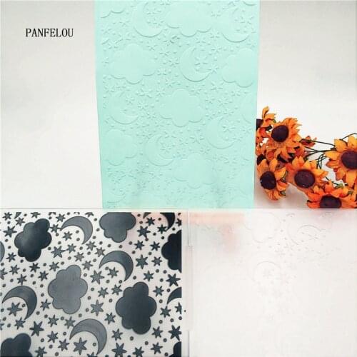 PANFELOU The stars at night Embossing folders Plastic For Scrapbooking DIY Template Fondant Cake Photo Album Card Making