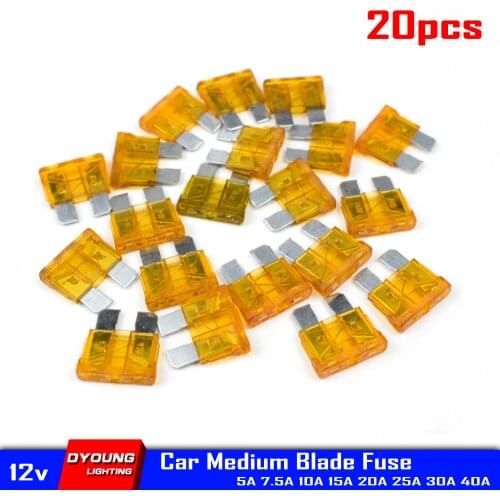 30 Amp Fuse For Kia Car Fuses Assorted 5A 7.5A 10A 15A 20A 25A 40A Auto 12V Medium Clip Waterproof IP68 20Pcs/Lot