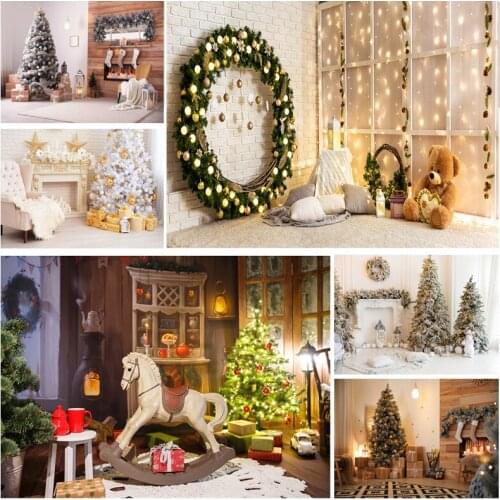Christmas Indoor Theme Photography Background Christmas tree Fireplace Children Portrait For Photo Backdrops 21712 YXSD-06