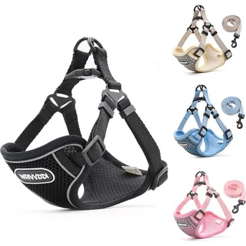 Dog Harness Leash Breathable Mesh Dogs Harness Vest for Small Medium Big Dog Walking Pet Harnesses Leads Dogs Training Supplies