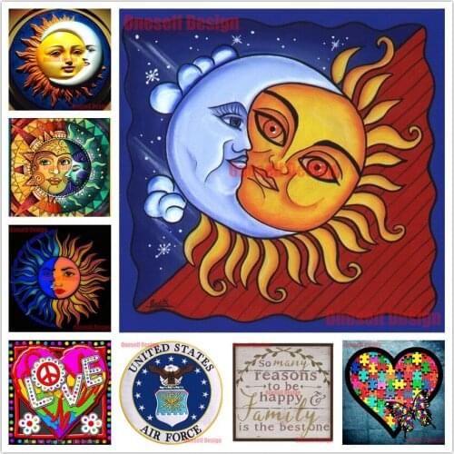Picture of rhinestones sun and moon diamond painting 5d diamond embroidery full set love 5d diamond mosaic sale decor for home
