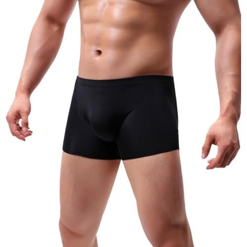 Feitong Boxer Shorts Men Underwear Mens Sexy Underpants Solid Color Breathable Ice-silk Underwear Boxershorts трусы мужские