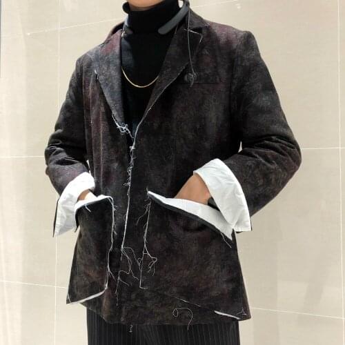 Heavy wine red bloodsucking bifurcated irregular burrs destroy the suit suit is not Korean loose