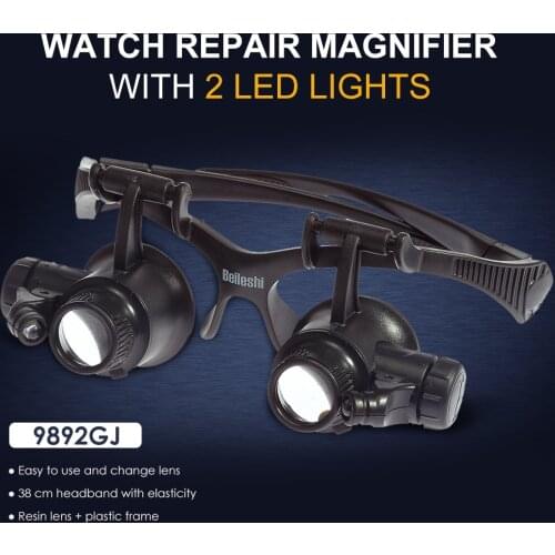 Magnifying Glasses With 2 LED Lights For Jewllers 10X 15X 20X 25X Repair Magnifier Glasses Loupe Microscope