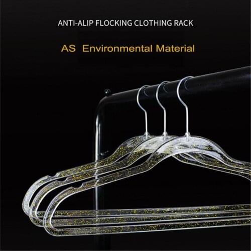 10PCS/Set Clothes Hanger 45cm Long Non-slip Hangers Transparent Hanger Plastic Invisible Wardrobe Hanger Household Storage Hook