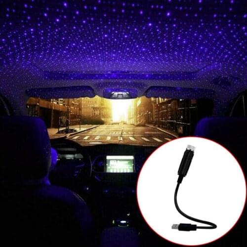 USB Car Interior LED Atmosphere Star Lamp Ambient Star Night Light Projector Car Roof Star Night Light