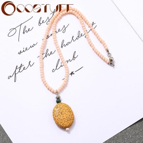Vintage Jewelry for Women Necklace Beautiful Colored Lava Stone Long Pendants Female Suspension Decoration Accessories Wholesale