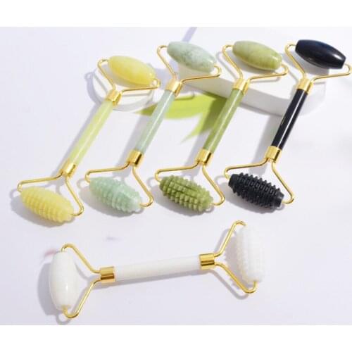 1PCS Jade Roller Massager Zinc Alloy for Face Anti-aging Natural Gouache Scraper Lift Facial Stone Rollers Set Beauty Skin Care