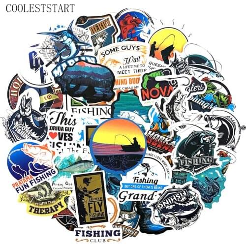 50 Pcs/Pack Interesting Fisherman Go Fishingstickers For Suitcase Laptop Motorcycle Skateboards Wardrobe Toys Naklejki Sticker