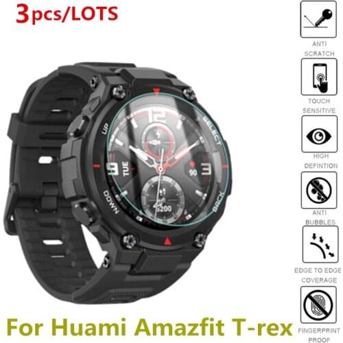 2Pack for Huami Amazfit T-Rex Tempered Glass Screen Protector 9H Scratch Proof Explosion-Proof Smartwatch Protective Glass