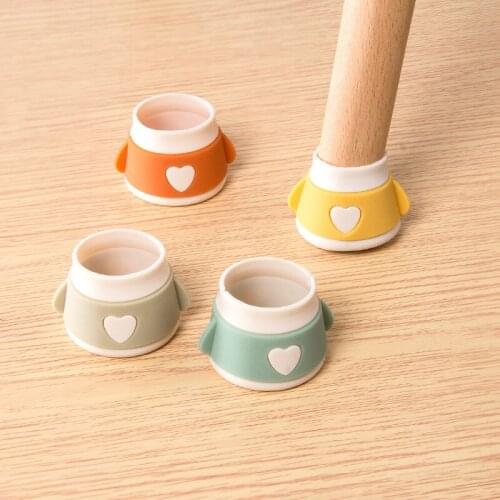 4pcs Cartoon Silicone Table Chair Leg Mat Non-slip Table Chair Leg Caps Foot Protection Bottom Cover Pads Wood Floor Protectors