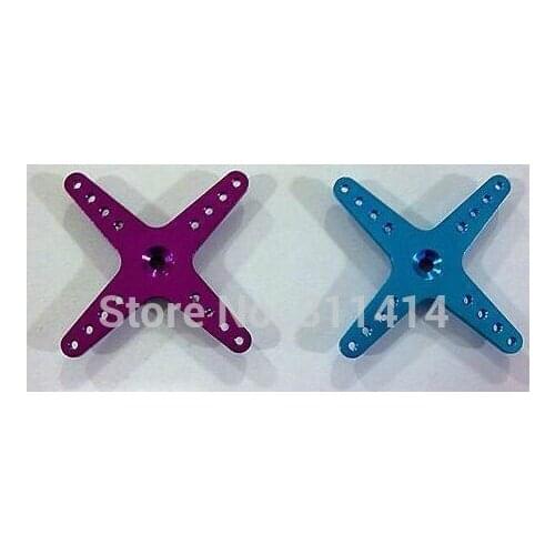 5pcs/lot CNC Metal Servo Horn rocker Arms 25T 25 Teeth 4 Point Cross Purple/Blue For Futaba Standard Servo Wholesale