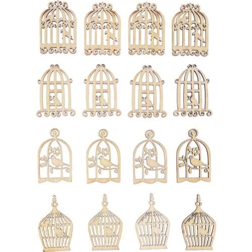 50 Pieces Wooden Bird Cage Home Wall Wooden Decorative Accessories Children And Adults Fun Gifts Room Decoration DIY Pendant