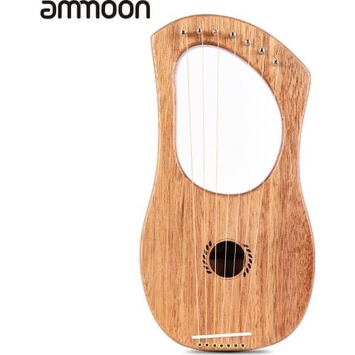 Ammoon 7-String Lyre Harp Ancient Style Lyres Terminalia Wood String Instrument with Carry Bag/ Extra String Set/ Tuning Wrench