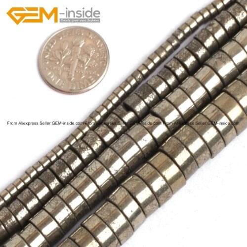 Natural Pyrite Heshi Spacer Beads For Jewelry Making Selectable Size 15inches DIY Jewellery FreeShipping Wholesale Gem-inside