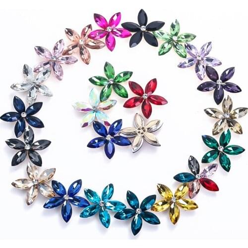 20pcs Alloy Flower Rhinestone Beads Horse Eye Alloy Five Petal Clothing Accessories Hand-creative Jewelry Making Supplies
