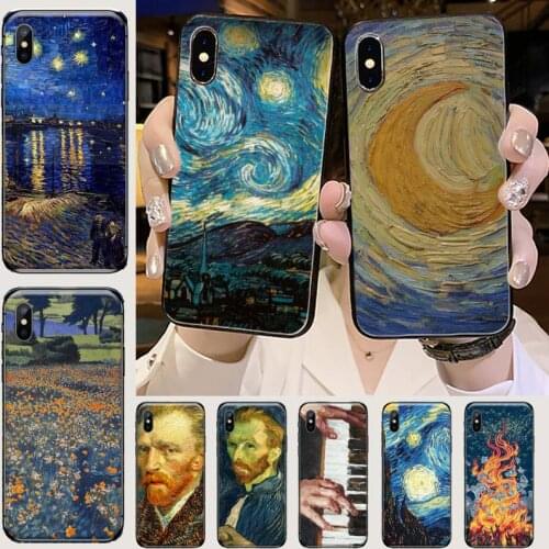 Paintings Starry Night Van Gogh Phone Case for iPhone 11 12 mini pro XS MAX 8 7 6 6S Plus X 5S SE 2020 XR