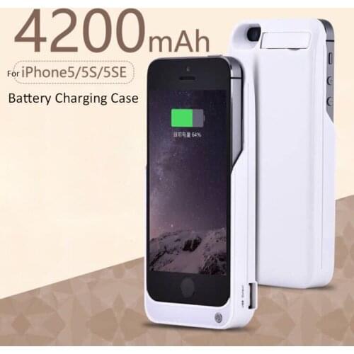 Battery Charger Case 4200mah With Phone Holder Stand External Battery Pack Phone Chargering Case For Iphone 5 5s SE Phone Cases