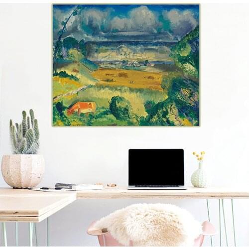 Citon George Bellows《Clouds and meadow》Canvas Oil Painting Ash Can School Art Poster Picture Wall Decor Modern Home Decoration